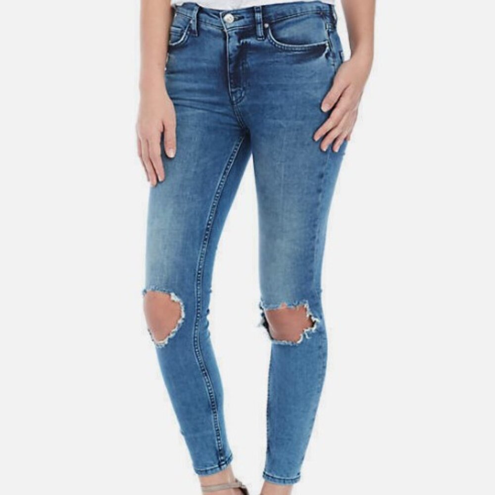 NWT Free People busted knee high-rise jeans, sz 32R